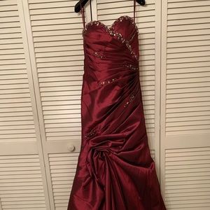 Formal gown - burgundy, beaded, corset back